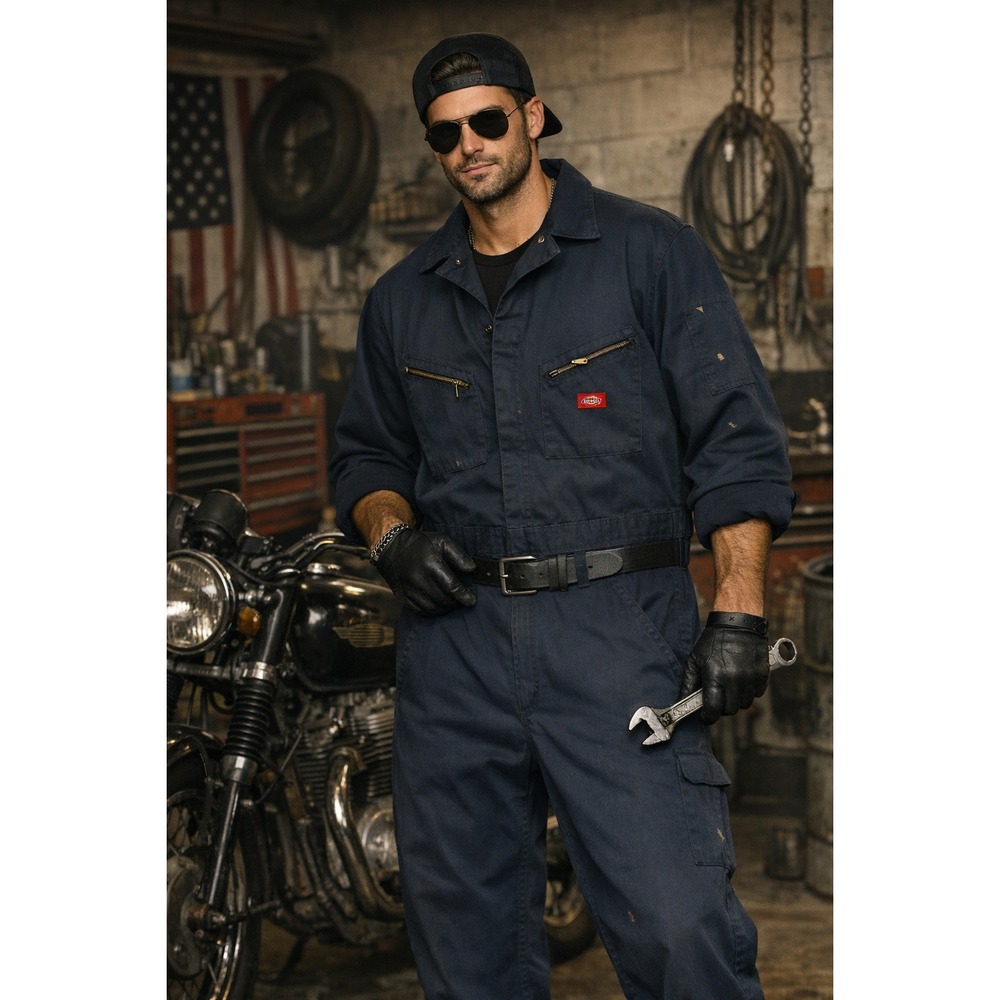 Dickies Coveralls Mens 2XL Tall Navy Workwear Utility Mechanic Industrial Garage